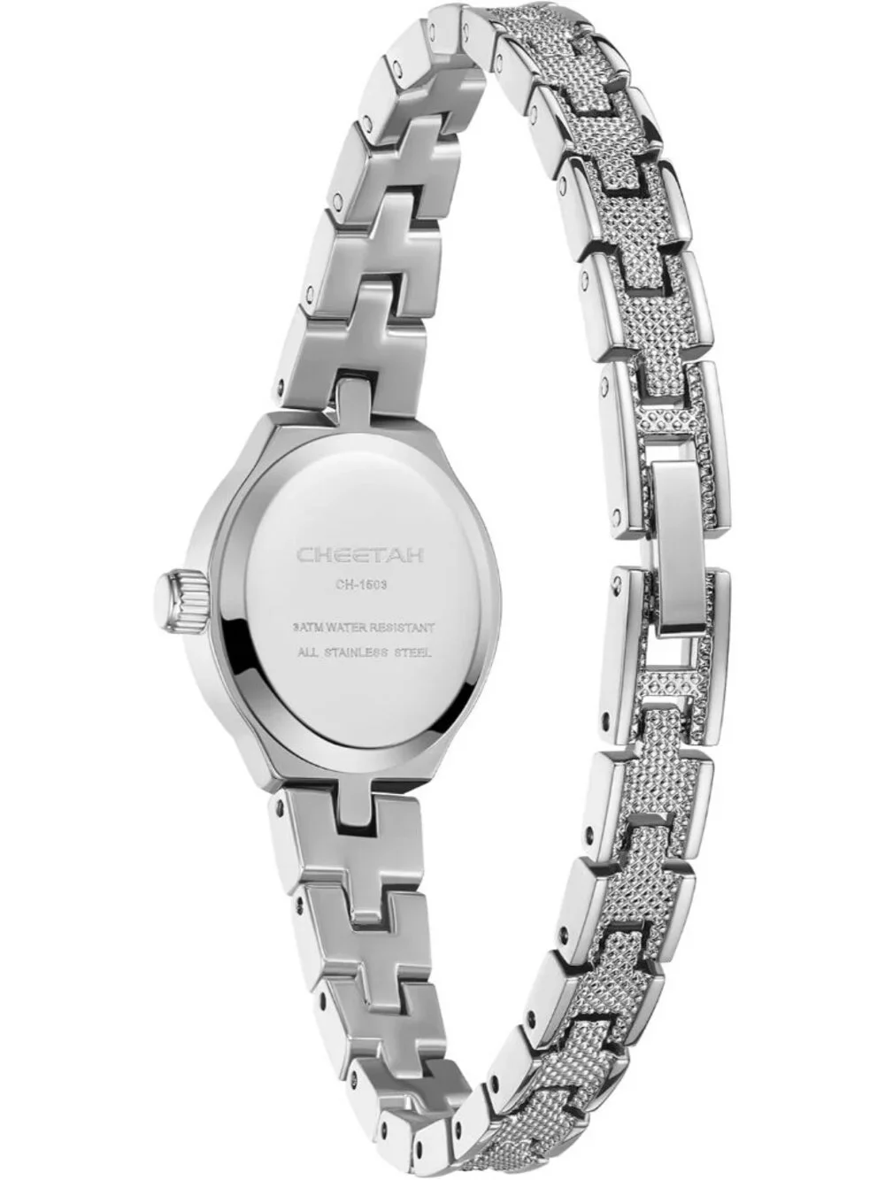 Women's Silver Blue Classic Retro Bracelet Oval Case and Minimalist Dial Watch